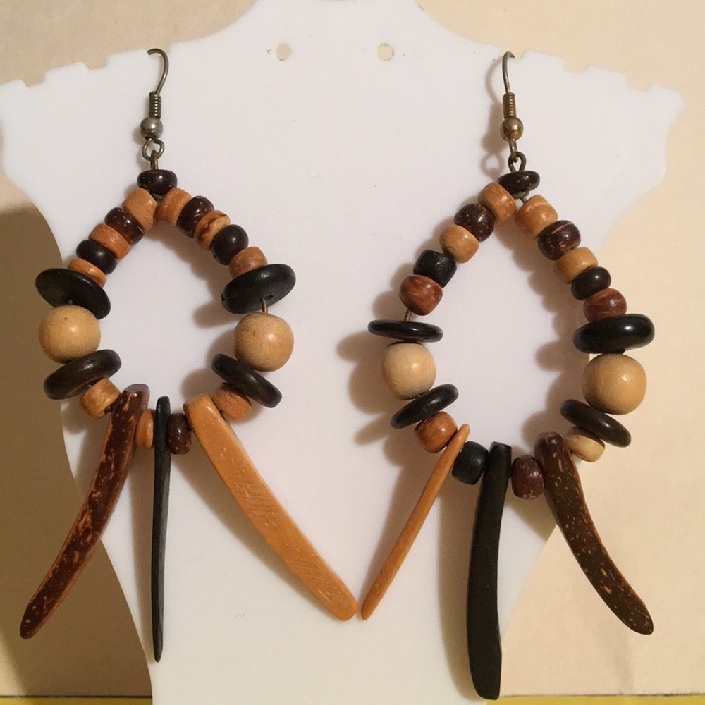 Carved Wood Earrings
